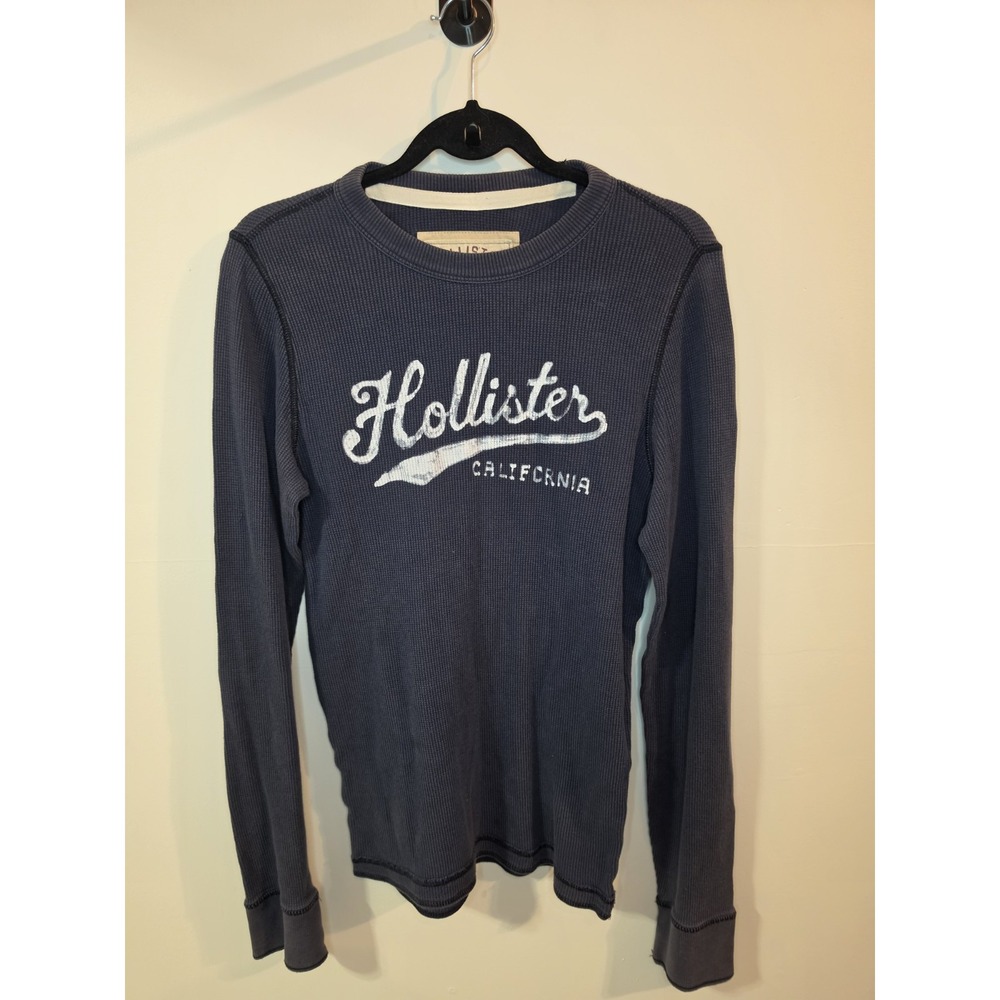 Y2K Hollister Thermal Shirt Small S Navy Blue Long Sleeve Preppy Grunge Skate